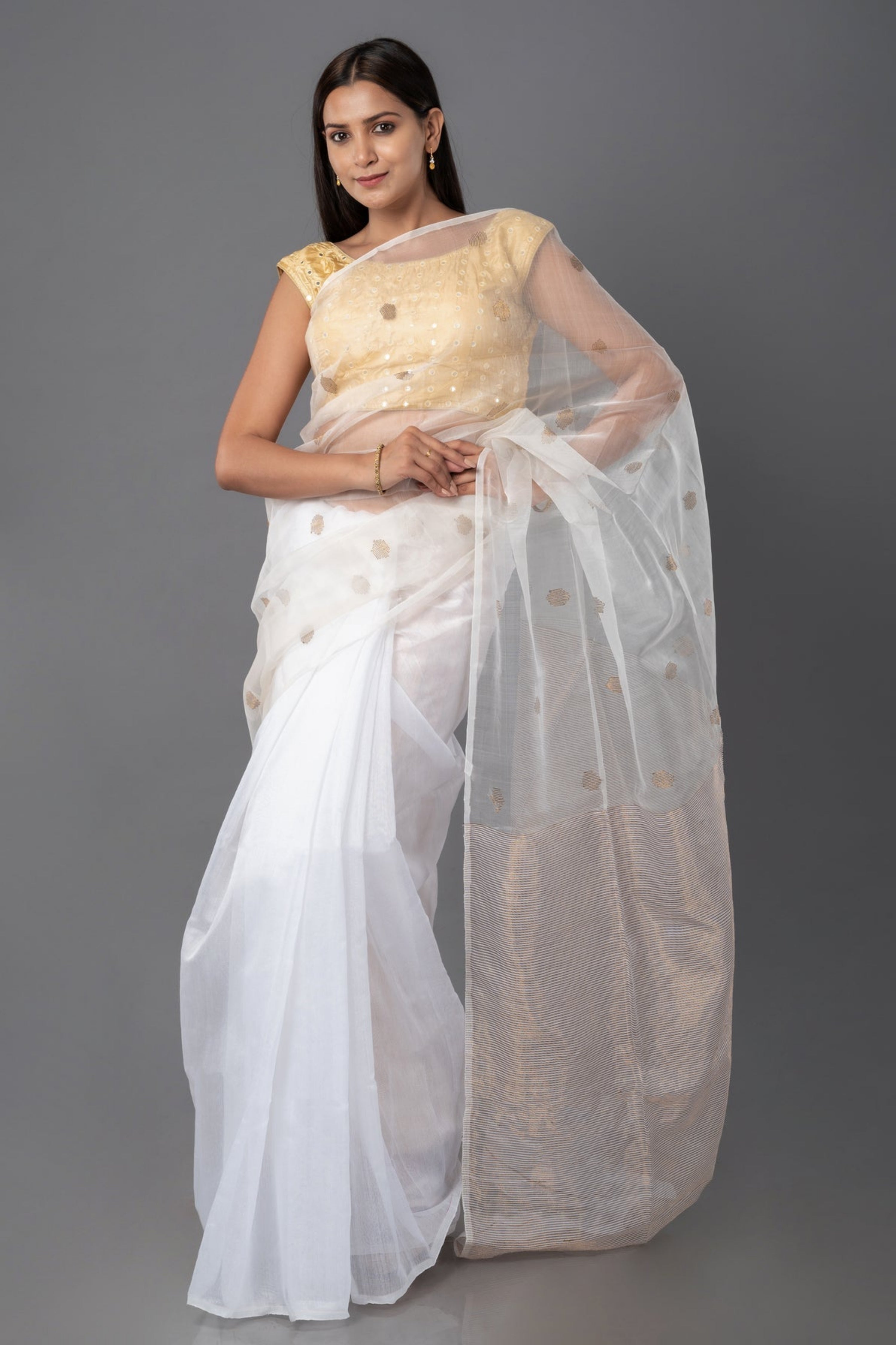 white-cotton-silk-saree-with-golden-motifs