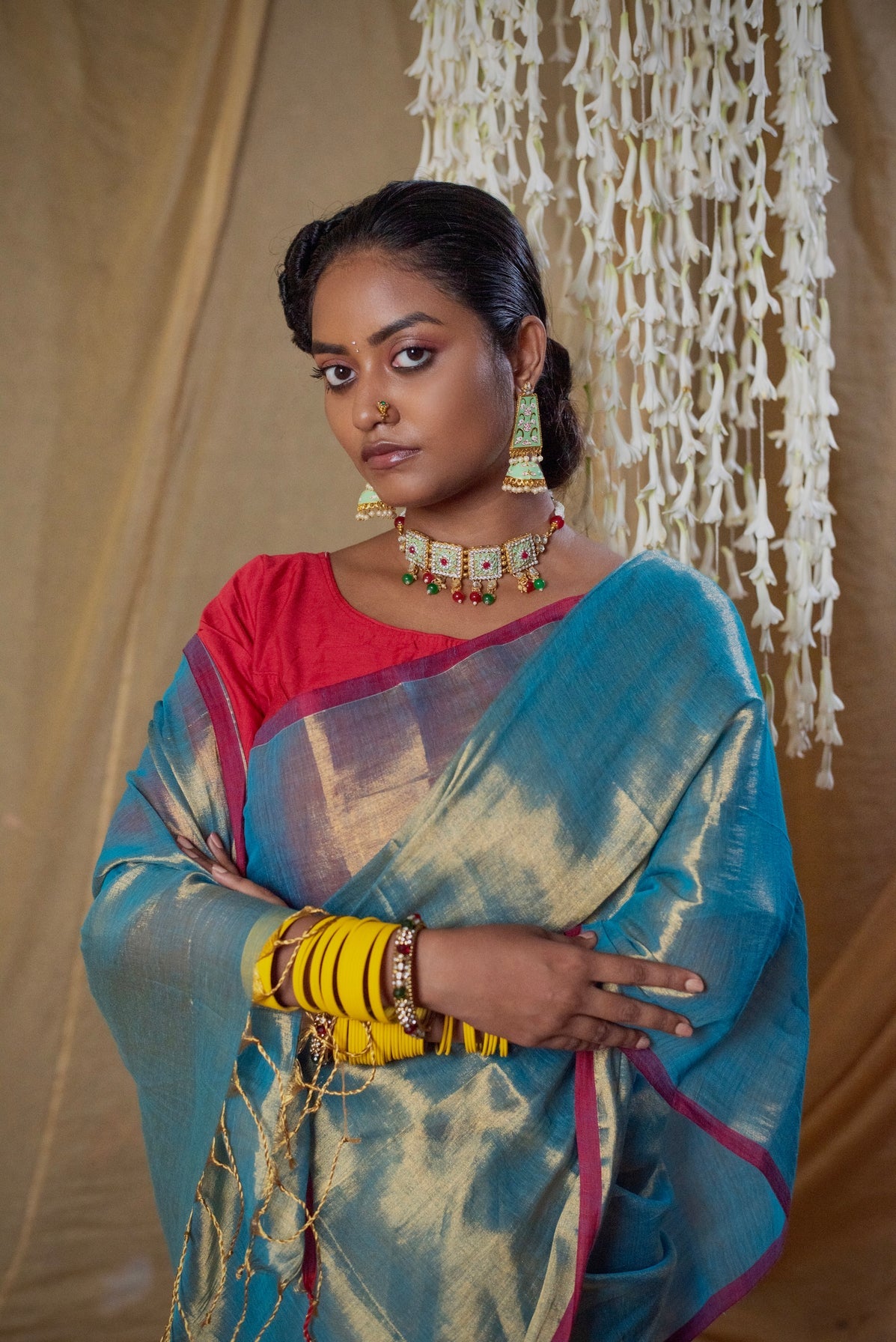 Nayantara I Blue Handloom Tissue Saree