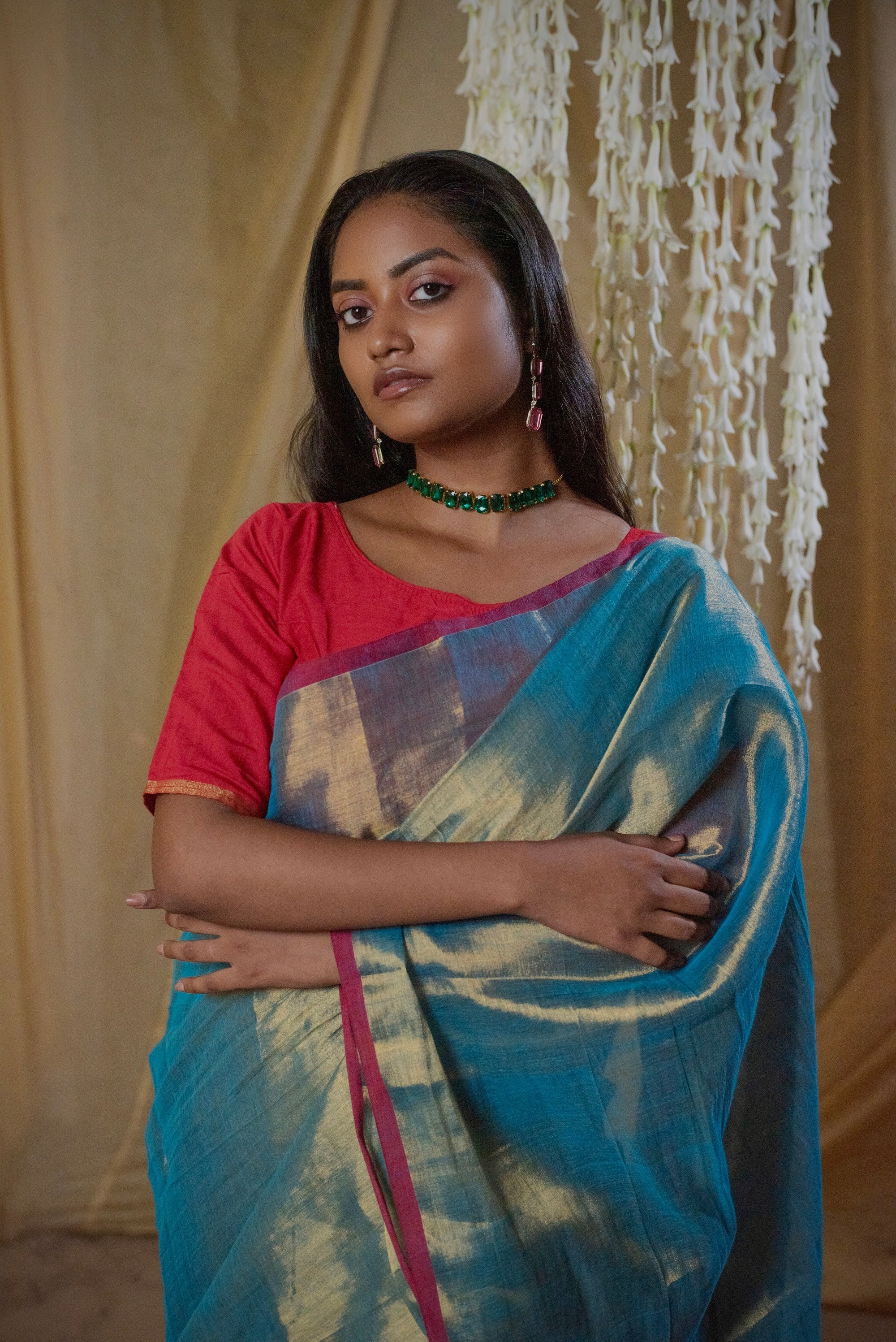 Nayantara I Blue Handloom Tissue Saree